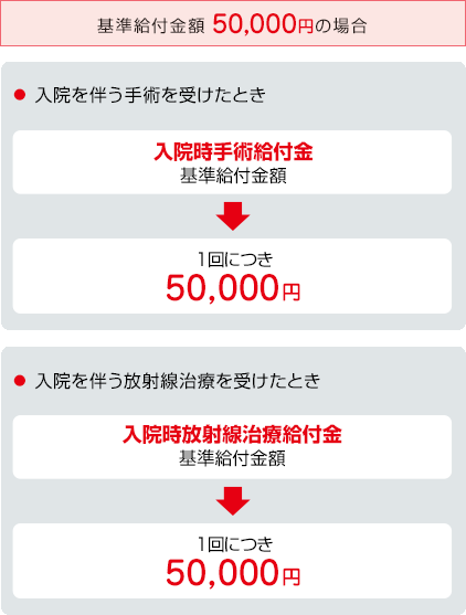 お支払事由図 基準給付金額50,000円の場合